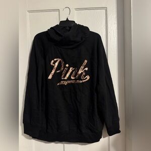 Black and gold sequins hoodie Victoria secret pink fleece hoodie size L